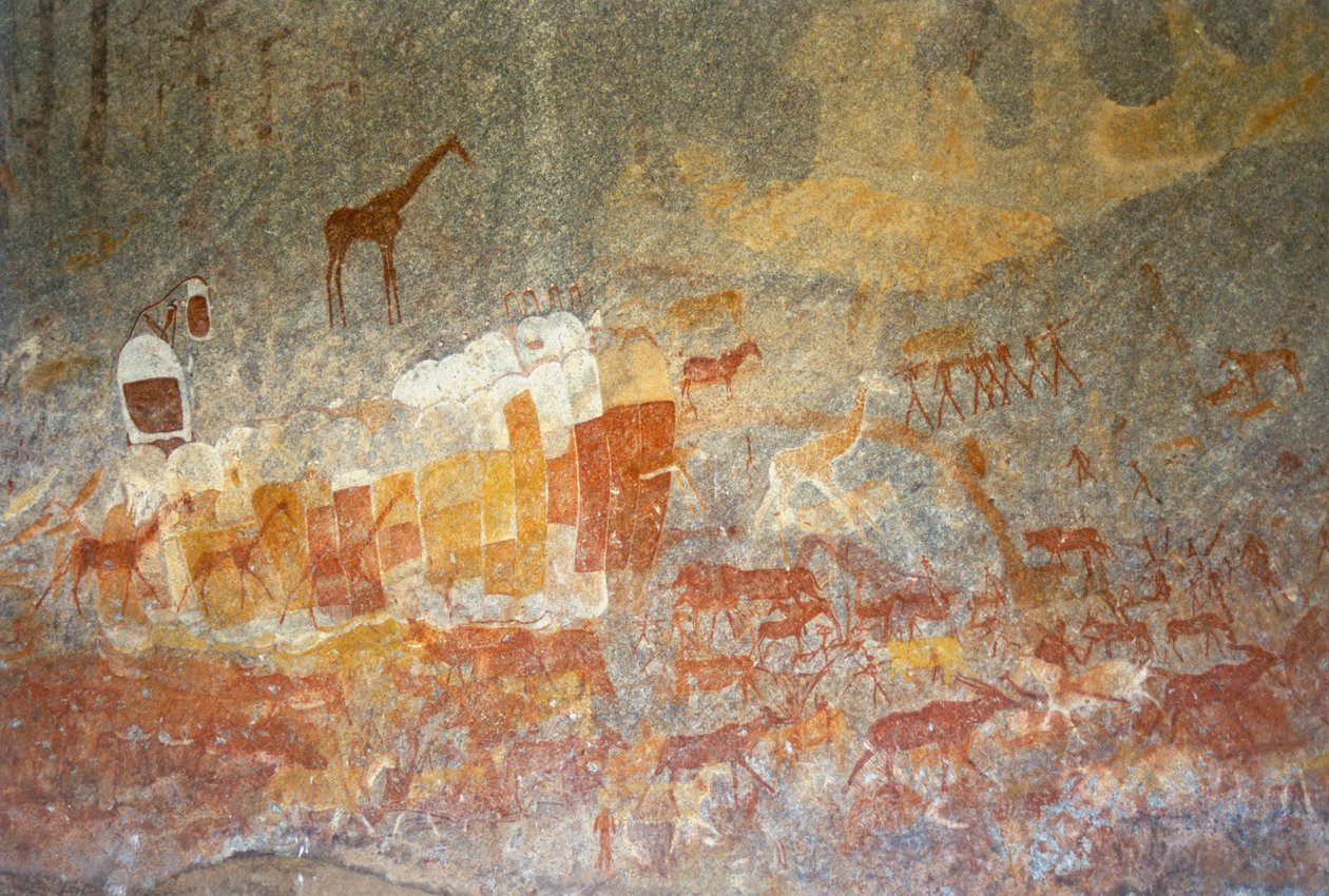 Inanke-fjellmalerier i en hule i Matobo nasjonalpark, Zimbabwe. 1. april 1998. av Unknown