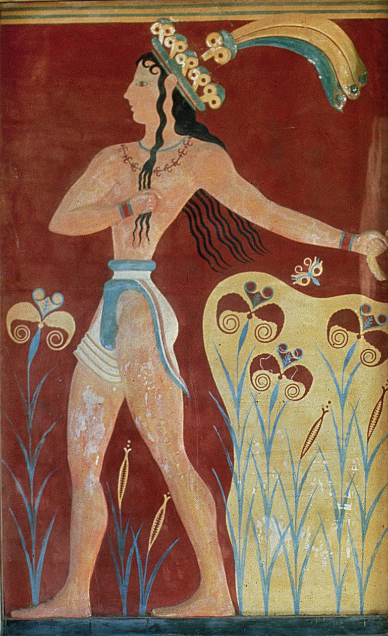 Konge-prest eller prins med liljer, fra palasset i Knossos, 1500-tallet f.Kr. av Unknown