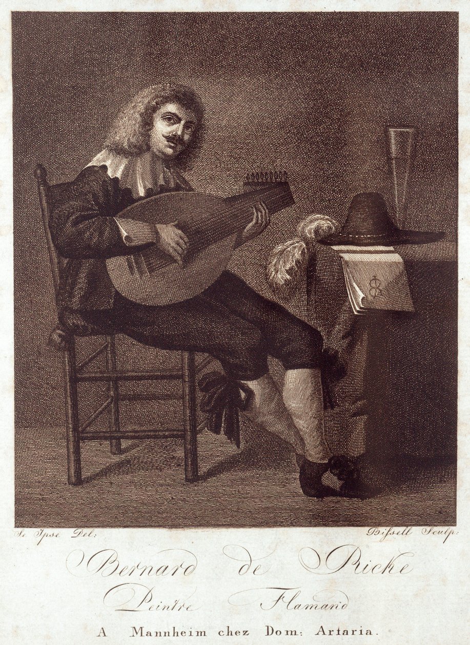 Lutenist sitter ved bordet av Unknown