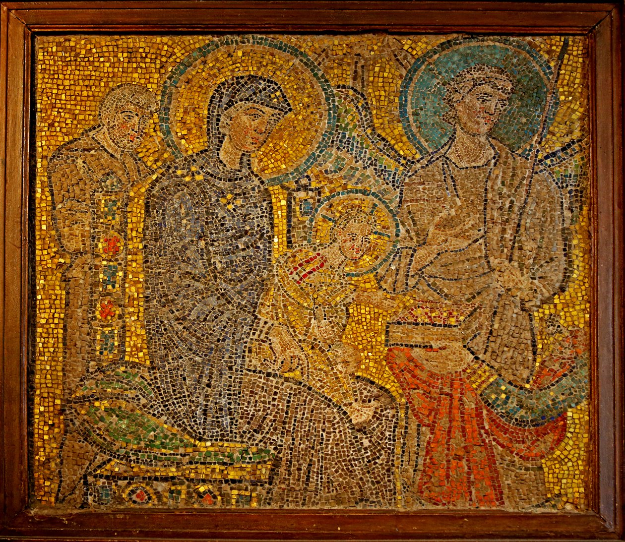 Mosaikkfragment av tilbedelsen av magiene av Unknown