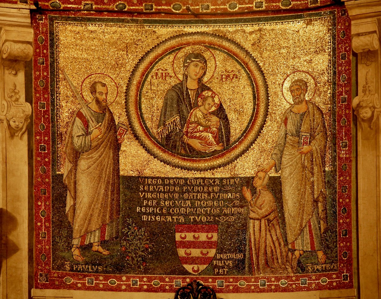 Mosaikk i Apsis med Jomfru og Barn, St. Peter og St. Paul av Unknown