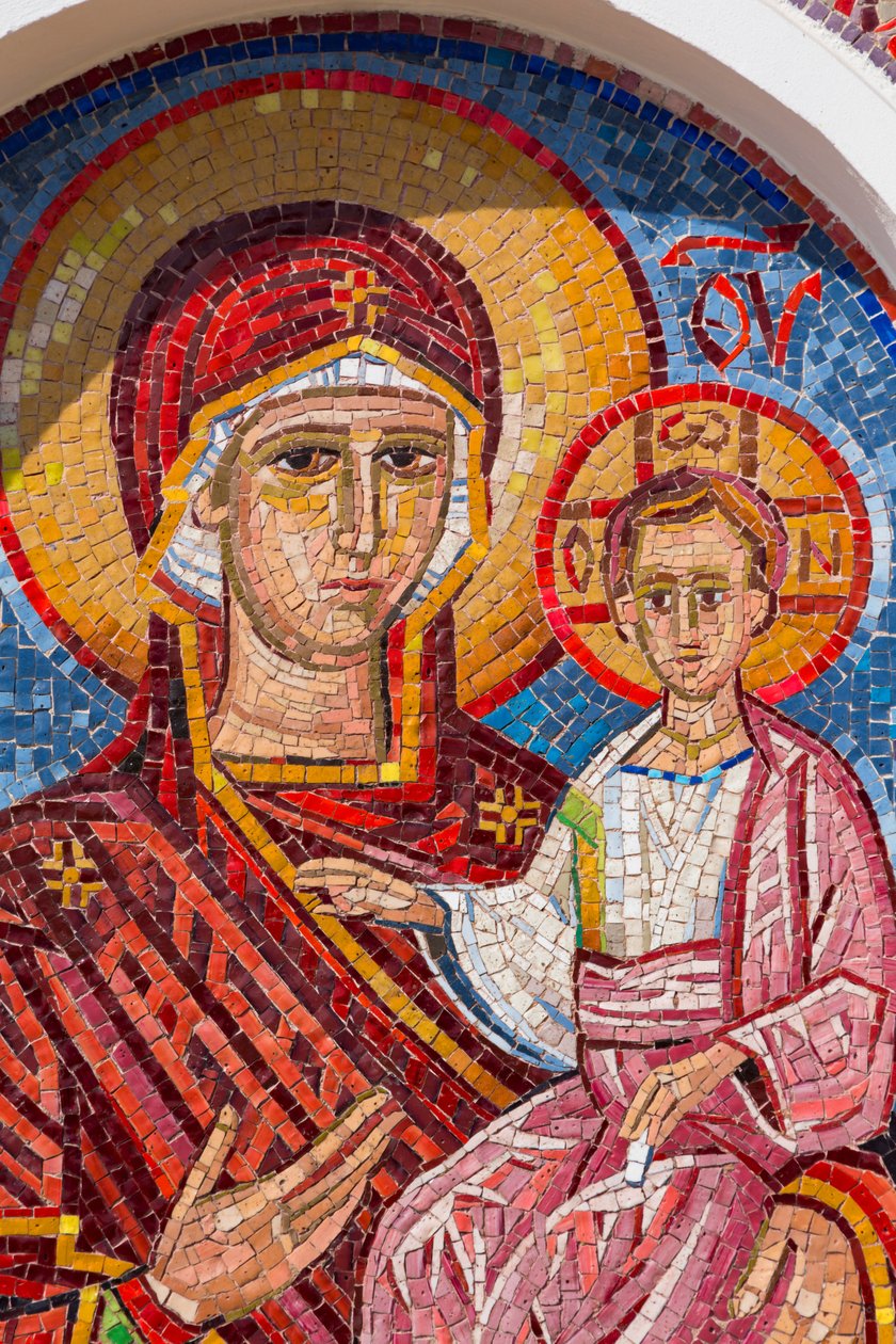 Mosaikk av jomfruen og barnet i Manastir Ostrog, Montenegro av Unknown