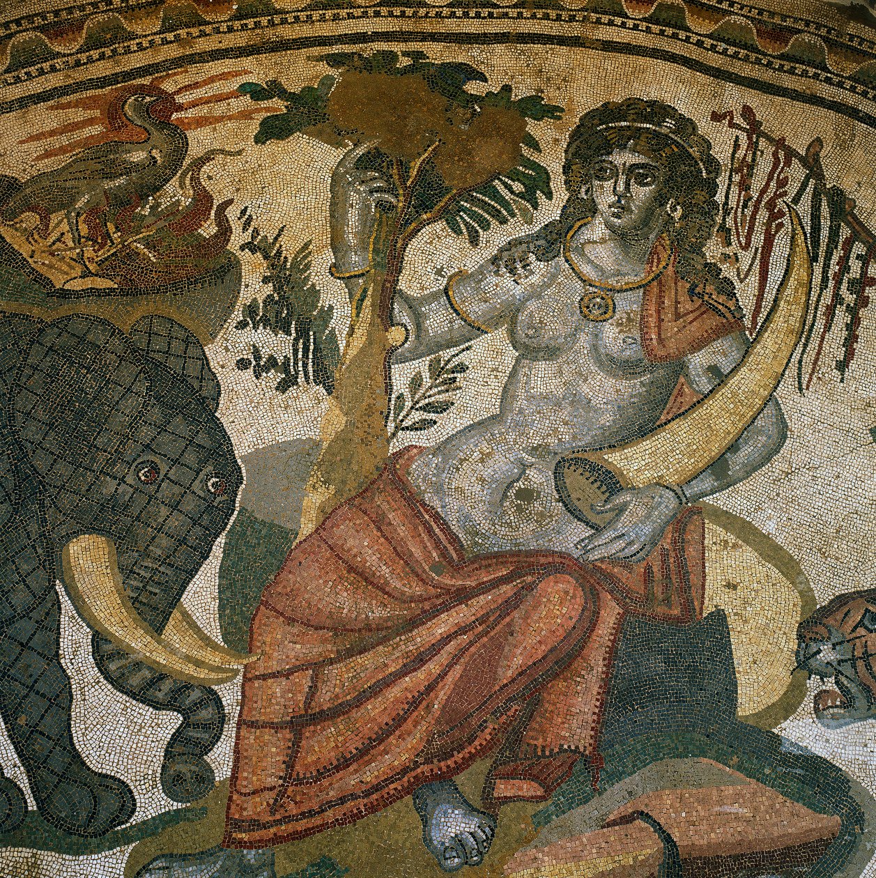 Personifisering av Armenia mellom en elefant og en tiger, mosaikk, Villa of Casale, Piazza Armerina, Enna av Unknown