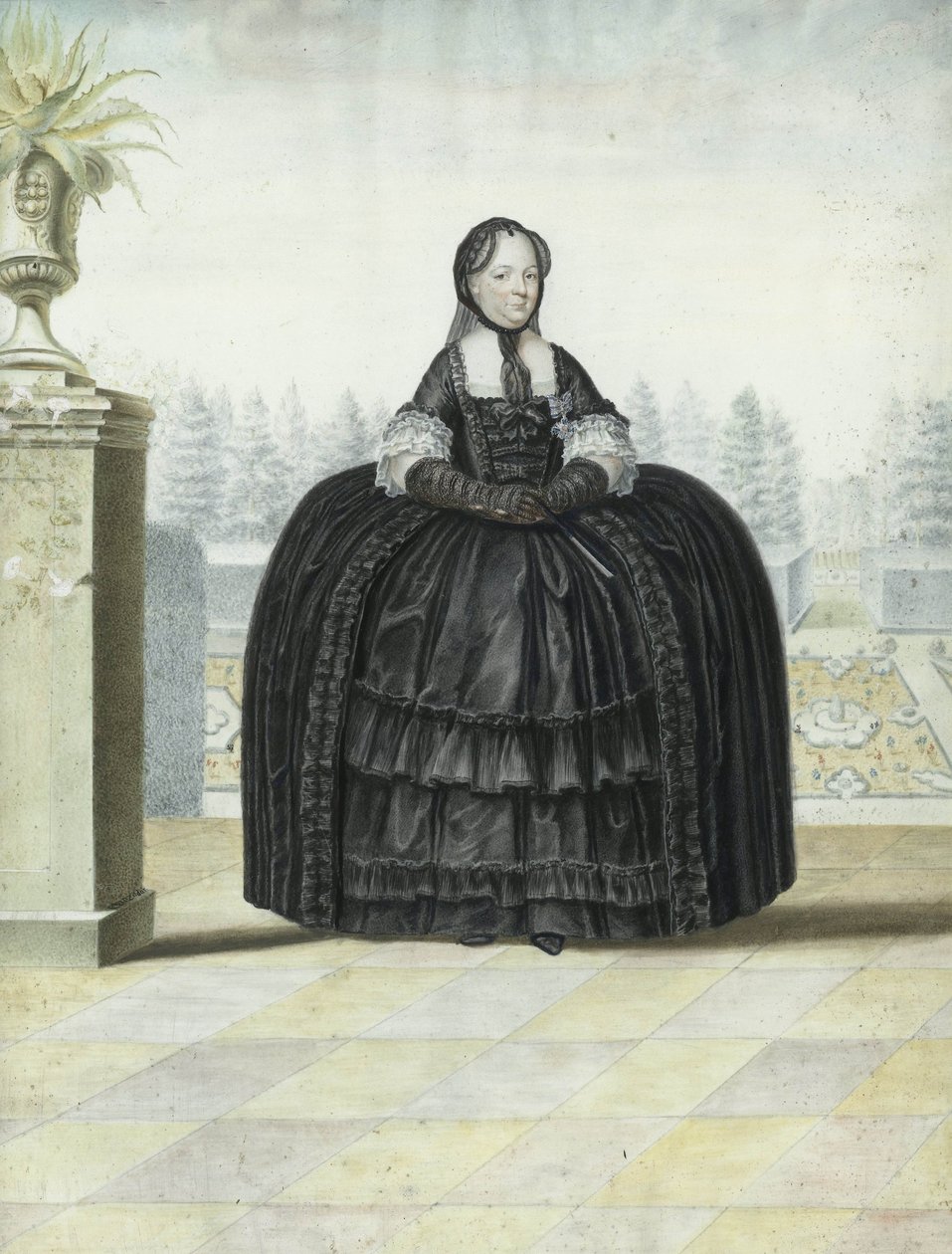 Portrett av Maria Theresia av Østerrike, ca. 1765-80 (akvarell på papir) av Unknown