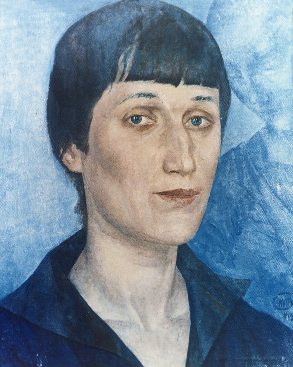 Portrett av den russiske poeten Anna Akhmatova (1888-1966) av Petrov-Vodkin, 1922. av Unknown
