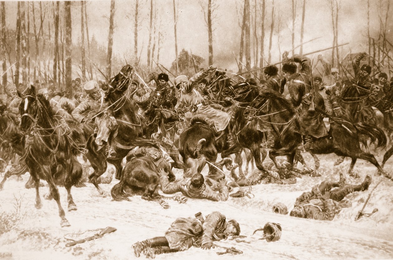 Preussisk kavaleri mot kosakker fra Dons: heftig møte på Dnestr, 1914-19 av Unknown