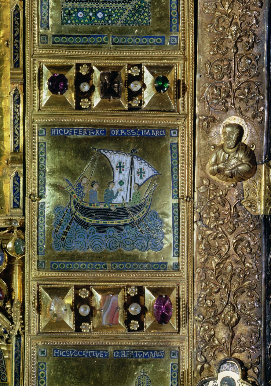 Settlement of the Body of St. Mark, emaljepanel fra Pala dOro, San Marco-basilikaen, 10.-12. århundre av Unknown