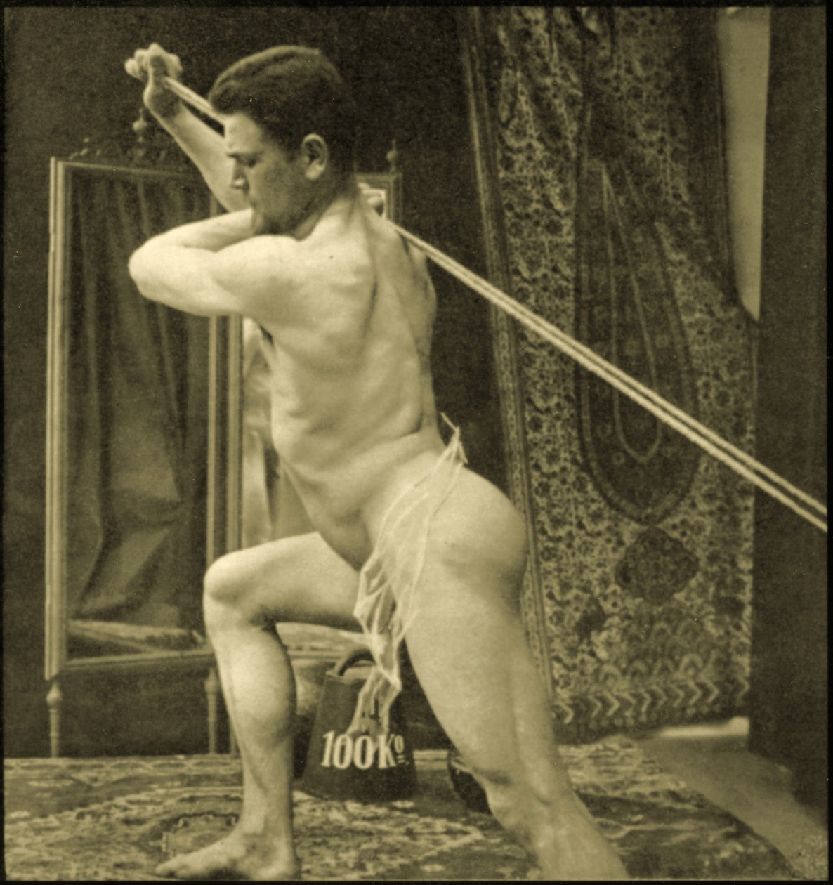Bruke en kabelmaskin, ca. 1910 (sepia-bilde) av Unknown