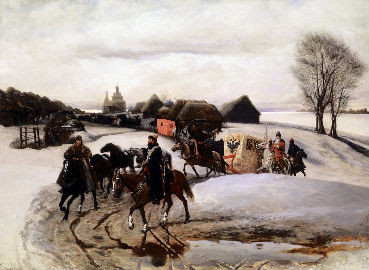 V, Shvarts, Tsarinaen på pilegrimsreise til hellige steder - i tsar Alexis tid (Aleksei Mikhailovich Romanov). av Unknown