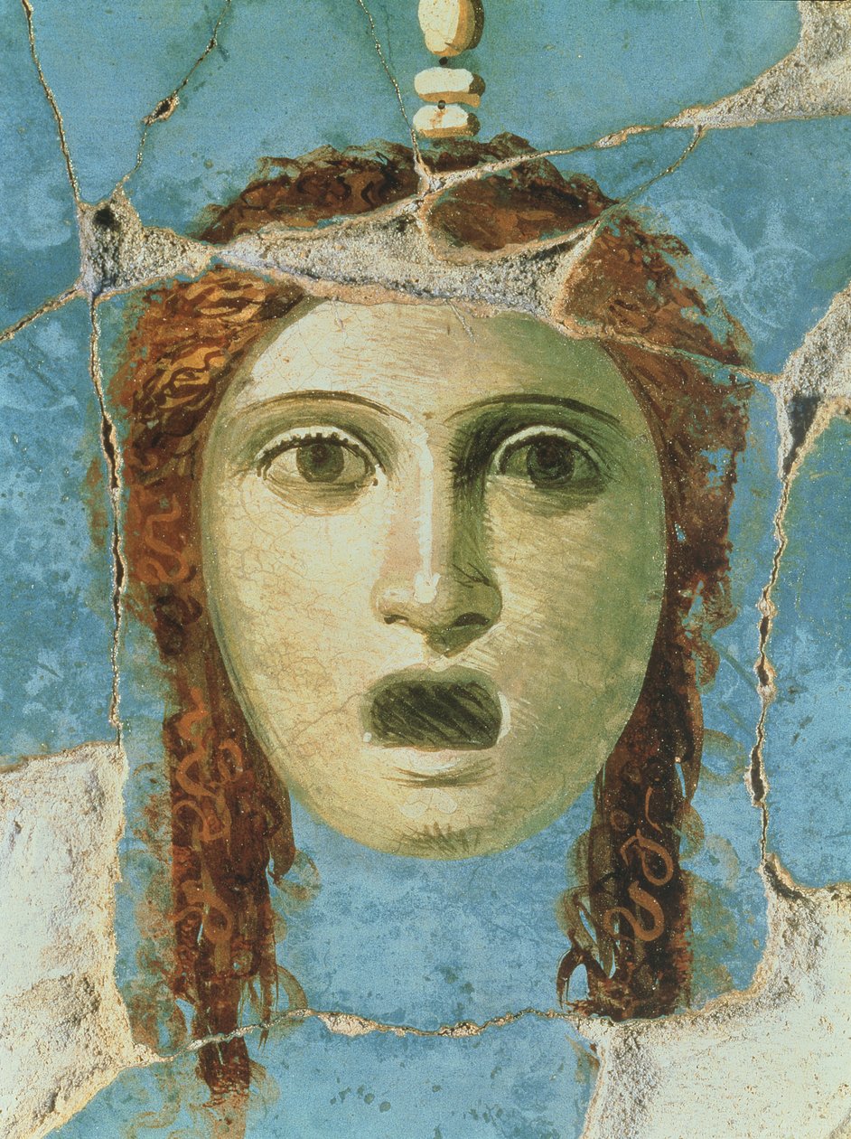 Veggmaleri av et kvinnelig hode, Pompeii, 1. århundre e.Kr av Unknown