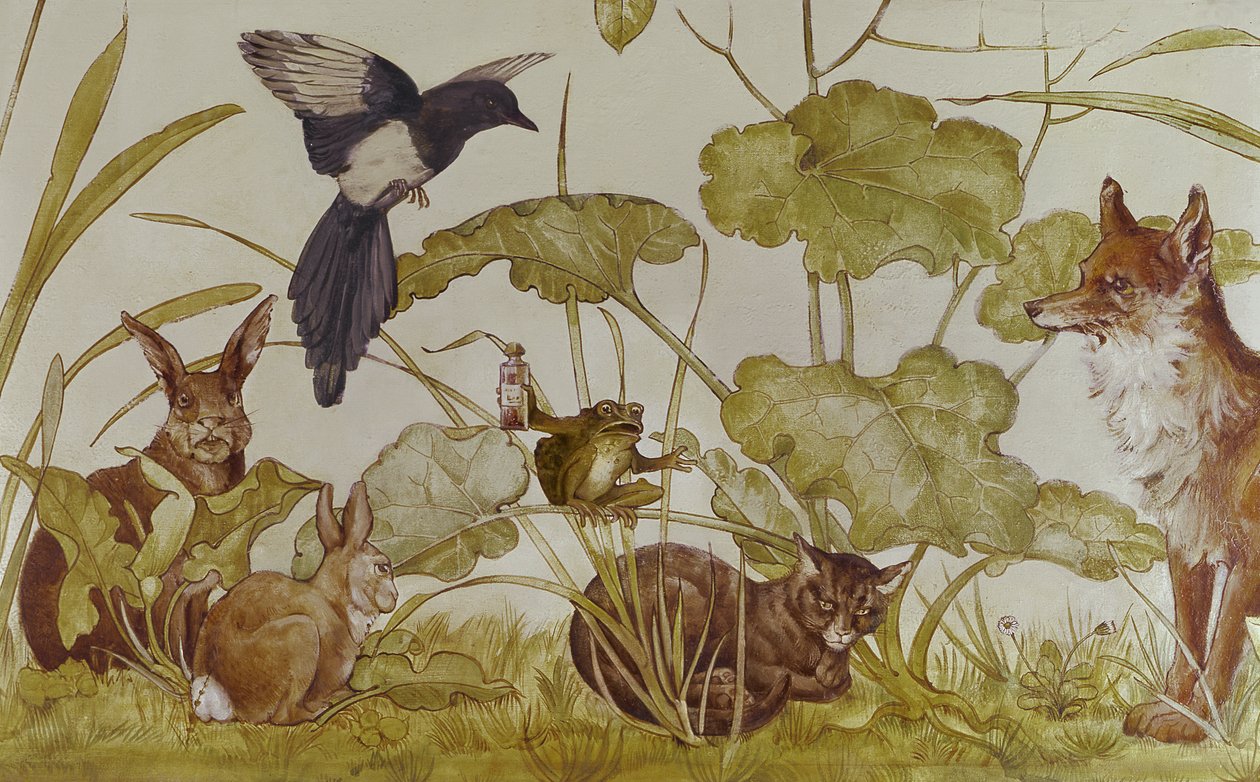 Tapet i salongen som viser Aesops Fables, Castell Coch, Sør-Wales av Unknown