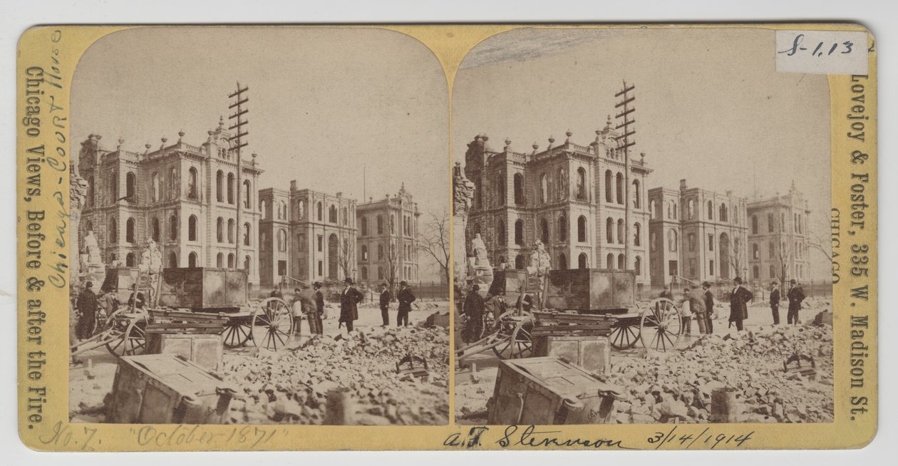 Cook County Court House og rådhus etter Chicago-brannen i 1871 av American Photographer