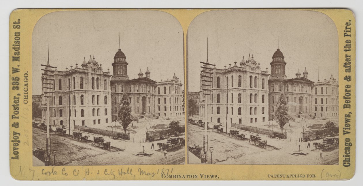 Cook County Court House og rådhus før Chicago-brannen i 1871 av American Photographer
