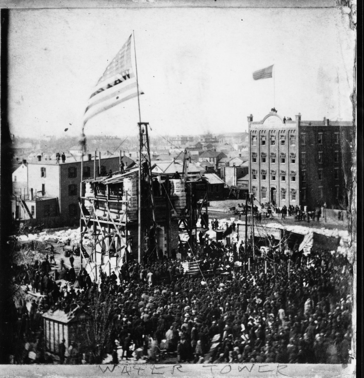 Nedlegging av hjørnesteinen for Chicago Water Tower, 25. mars 1867 av American Photographer