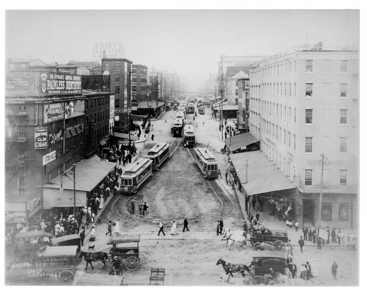 Trolley Turn-A-Round på Market Street, Philadelphia, ca. 1910 av American Photographer