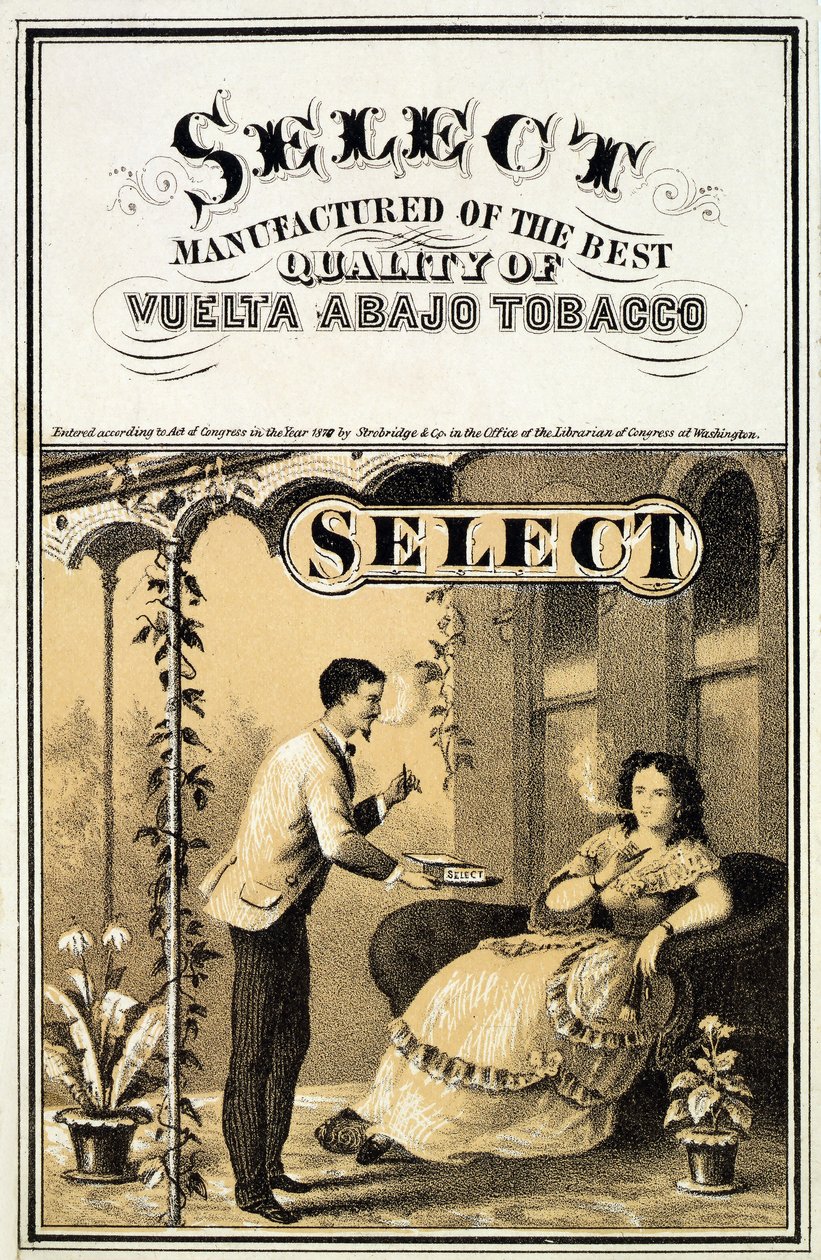 Annonse for Vuelta Abajo Tobacco, pub. 1870 av American School