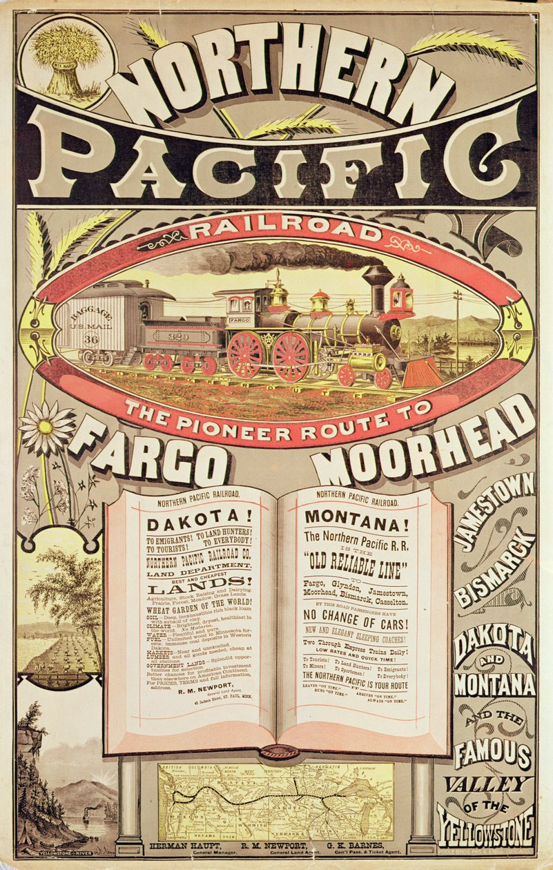 Annonse for Northern Pacific Railroad av American School