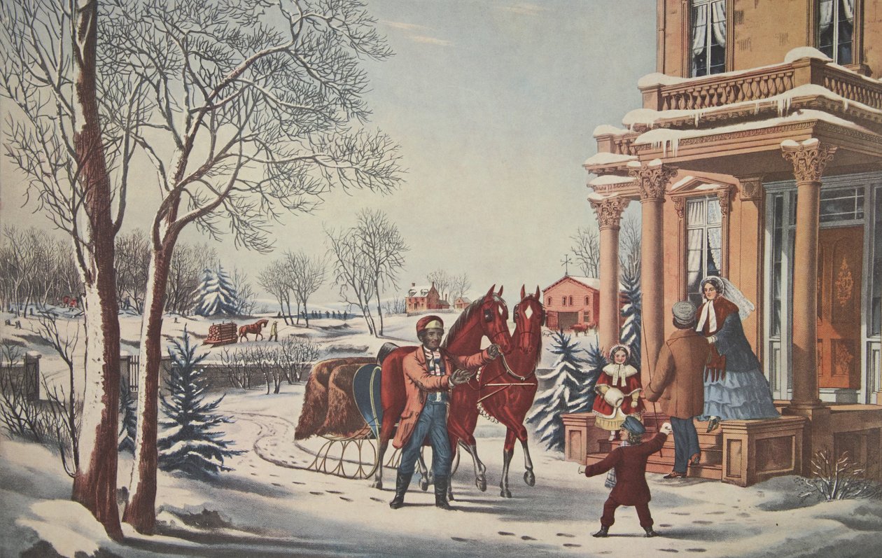 American Country Life, Pleasures of Winter, pub. 1855, Currier & Ives av American School