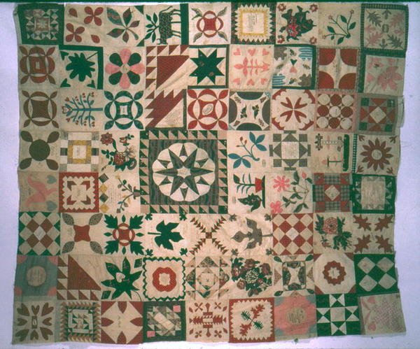 Autografalbum quilt stykke arbeid, New Jersey, 1844 (bomull) av American School