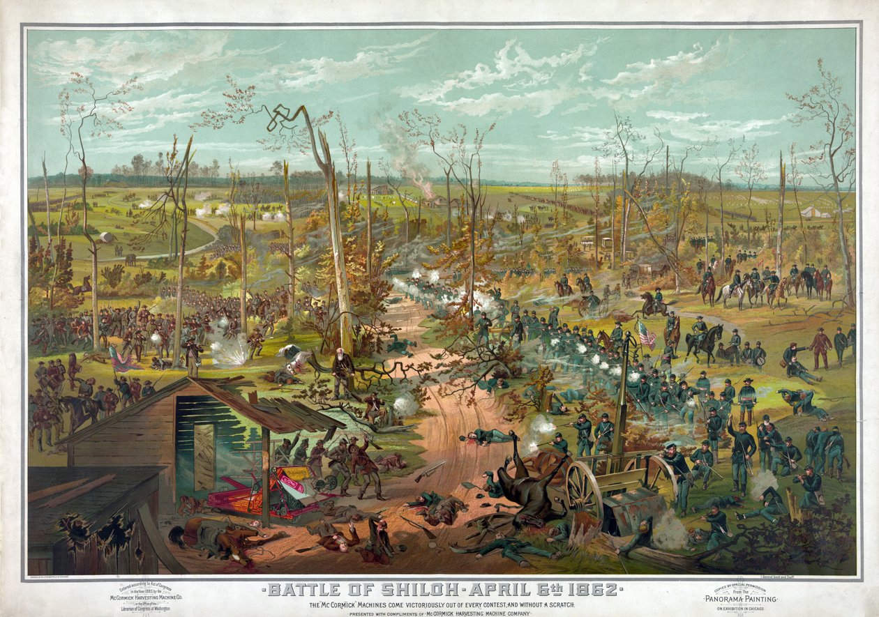 Slaget ved Shiloh - 6. april 1862, pub. 1865 av American School