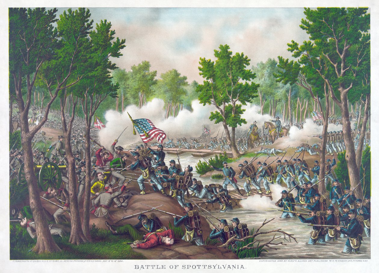Battle of Spotsylvania, pub. Kurz & Allison, 1888 av American School