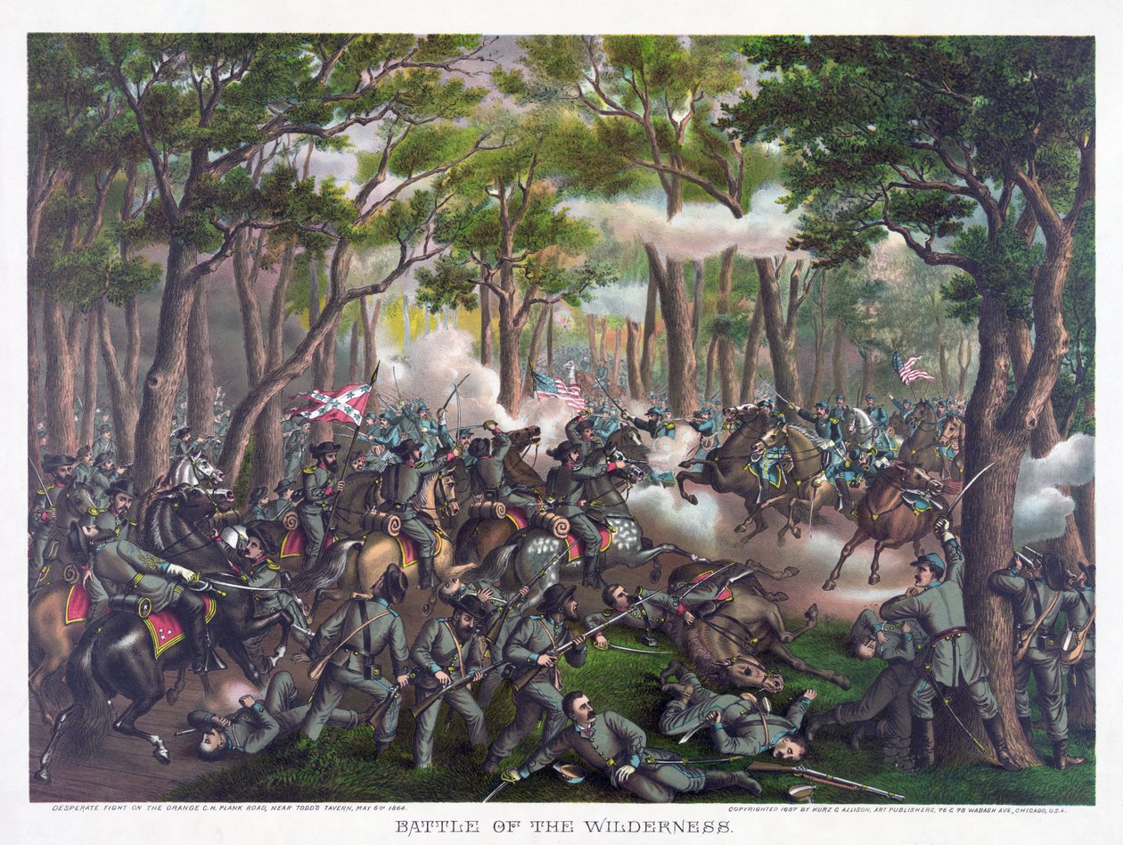 Battle of the Wilderness, pub. Kurz og Allison, 1887 av American School