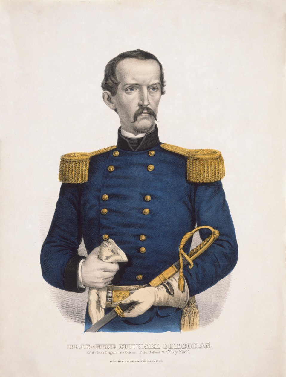 brig.-genl. Michael Corcoran - fra den irske brigaden avdøde oberst i den galante N.Y. Sixty Ninth, pub. 1860 av American School