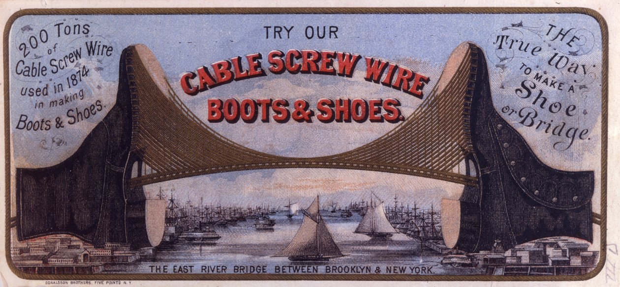 Kabelskruetrådstøvler og -sko, 1874-75 (farge litho [varekort]) av American School