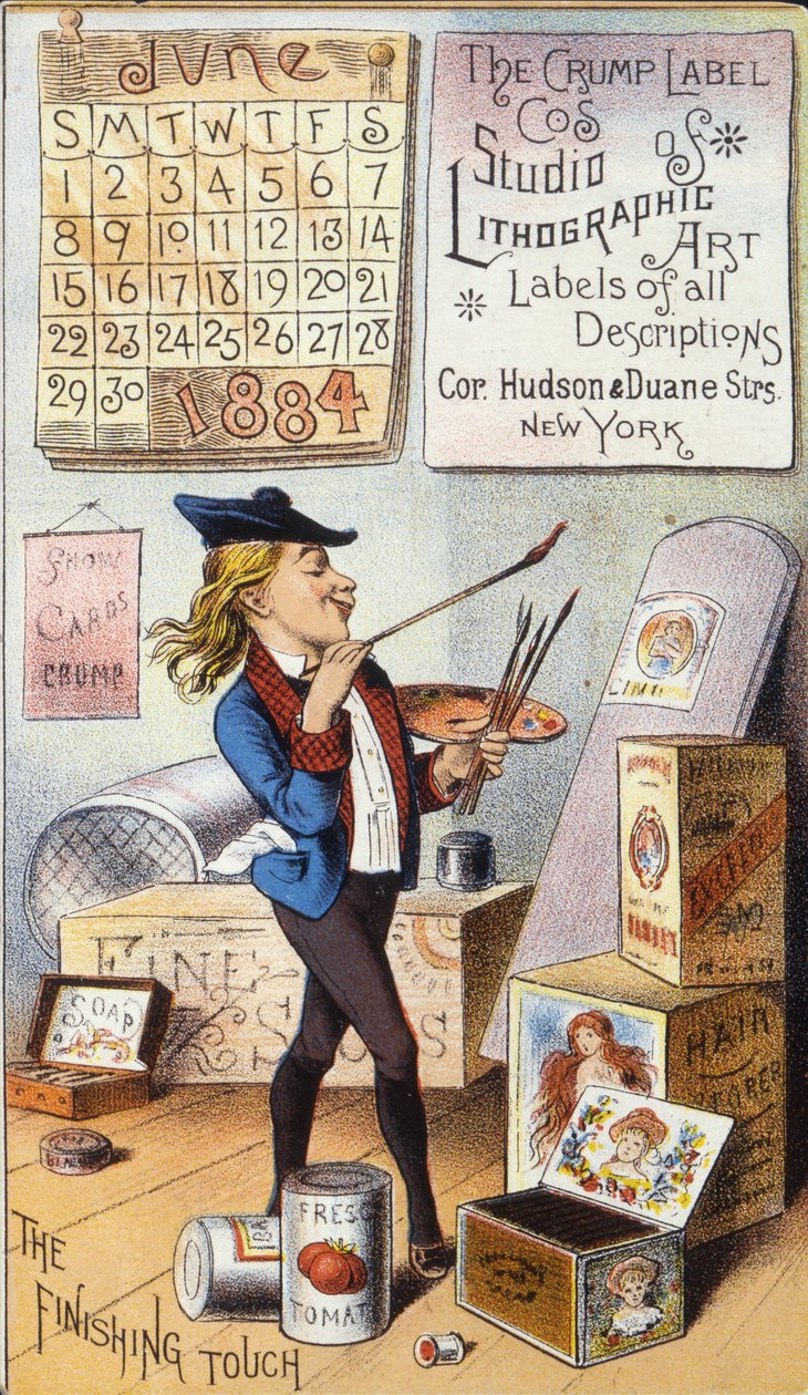 Crump Label Co.s Studio Lithographic Art, 1884 (farge litho [varekort]) av American School