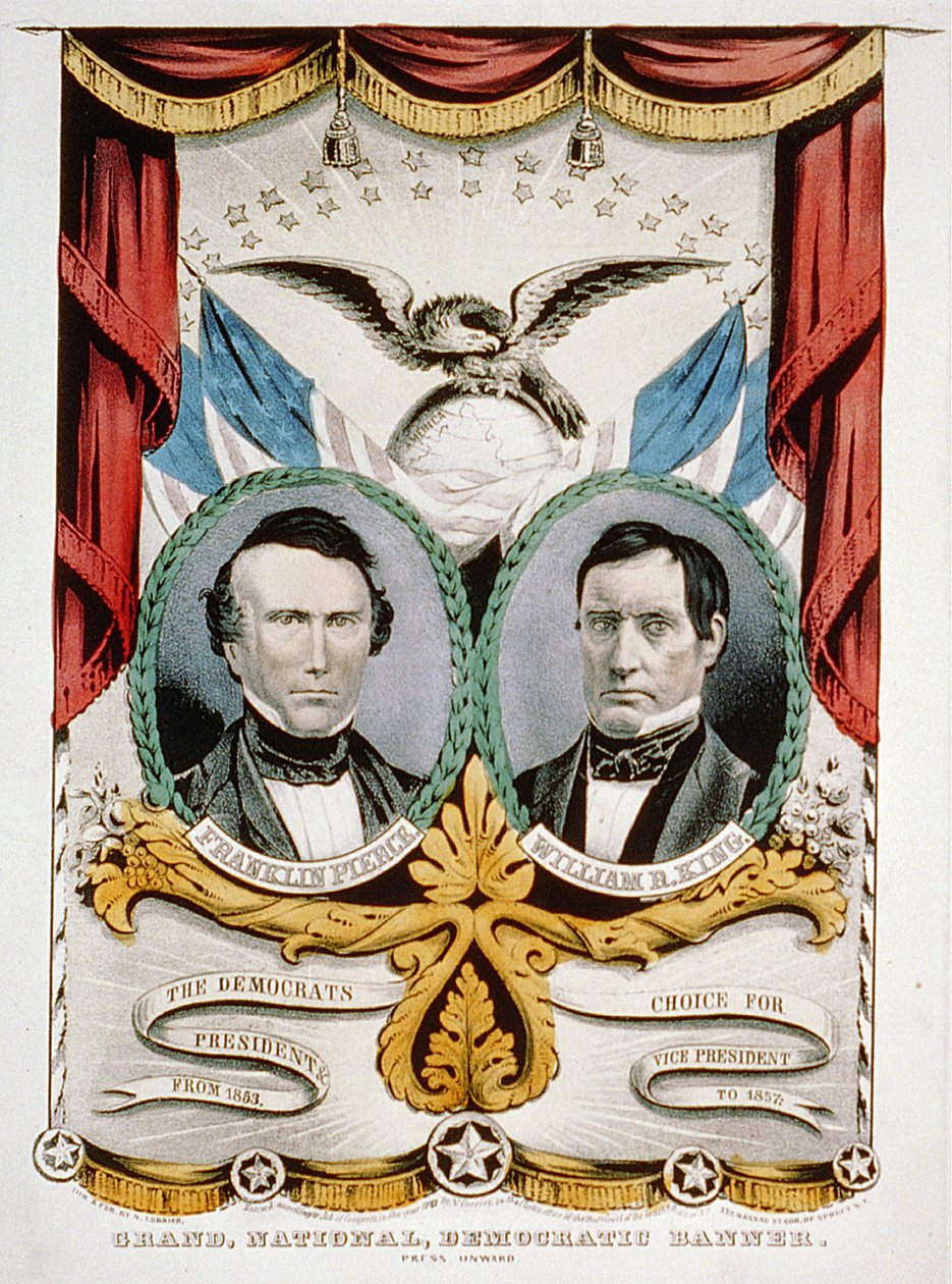 Demokratisk presidentkampanjebanner, 1852 av American School