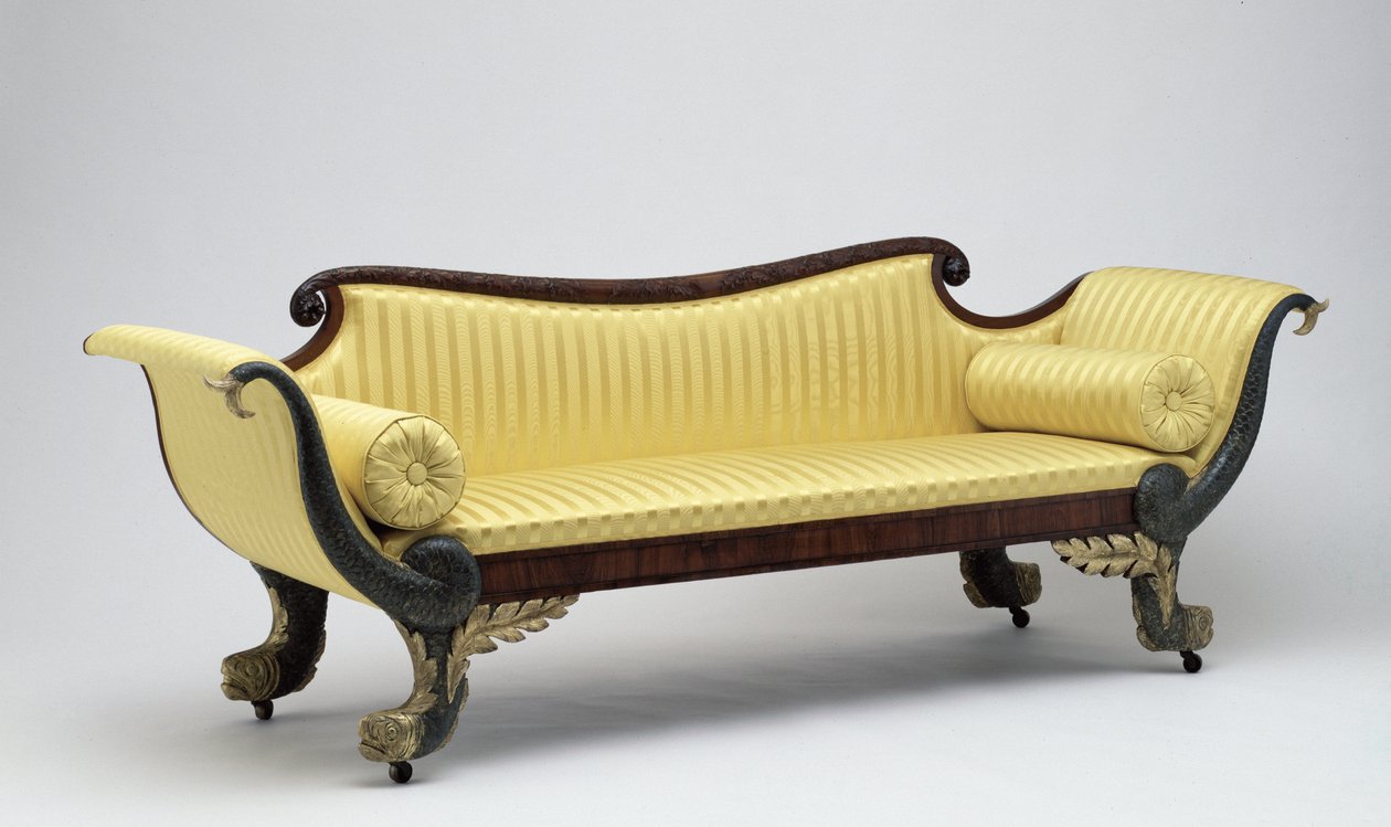 Delfinsofa, ca. 1820 (mahogni, palisander og ask) av American School