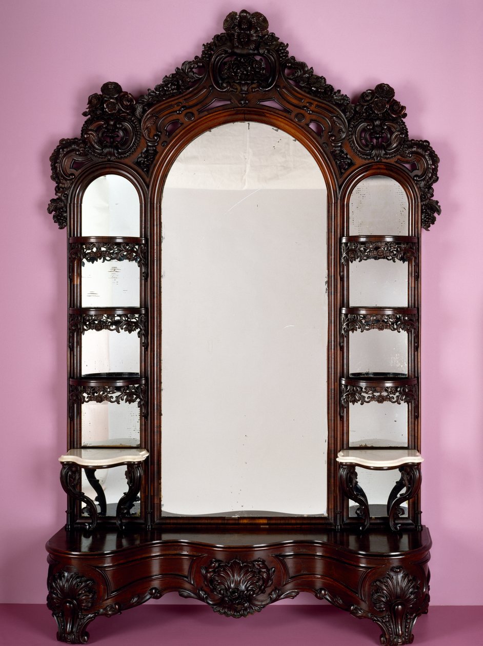 Etagere, en del av et salongsett, fra butikken til John Henry Belter (1804-65), 1855 (palisander) av American School
