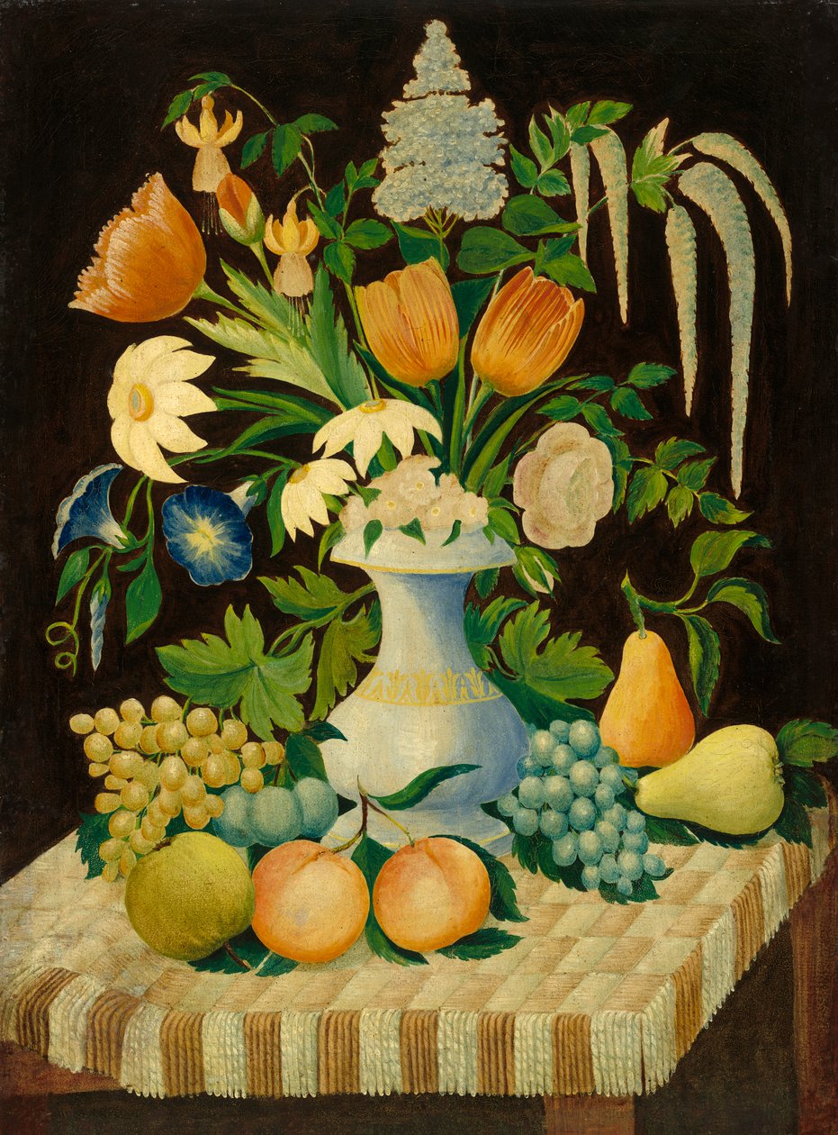 Blomster og frukt, ca. 1870 av American School
