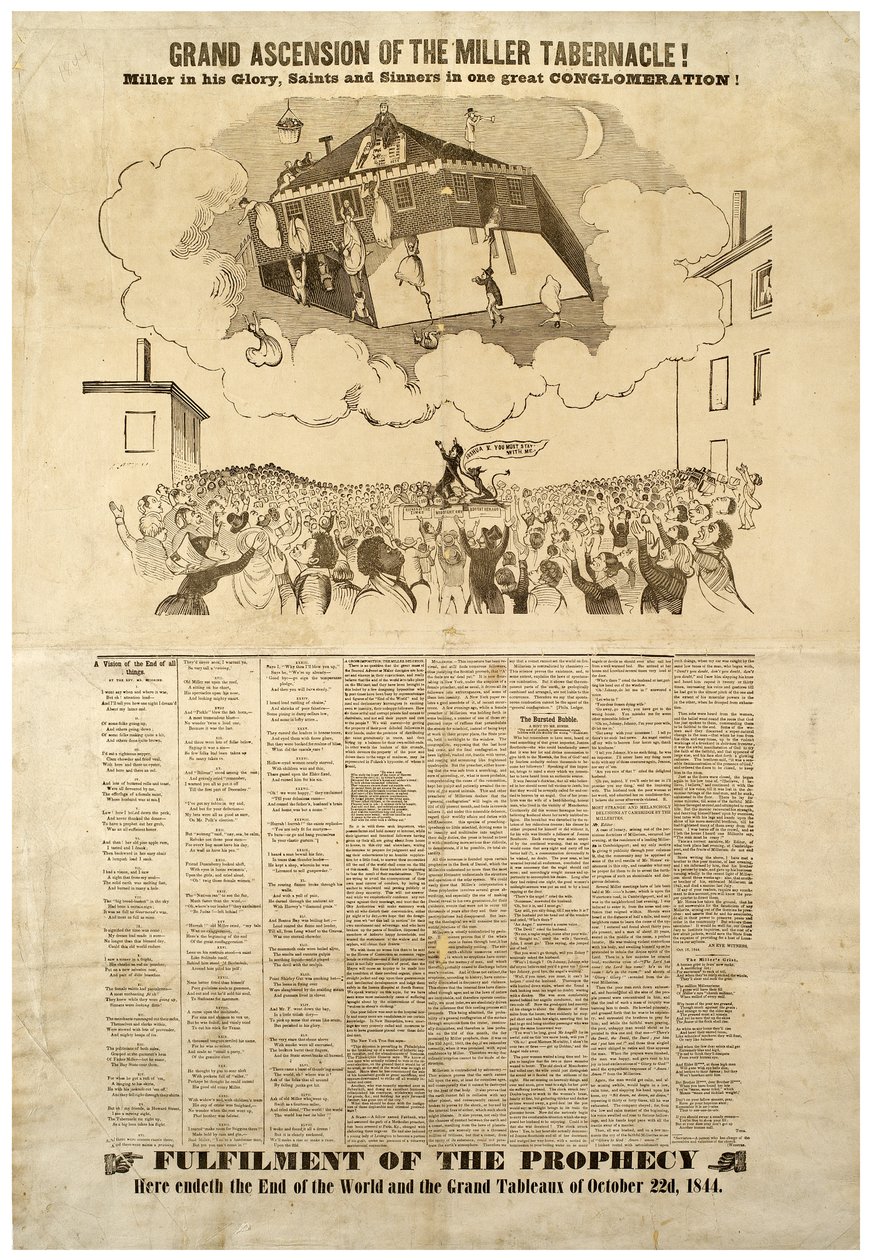 Grand Ascension of the Miller Tabernacle, Broadside som skildrer verdens ende, 1844 av American School