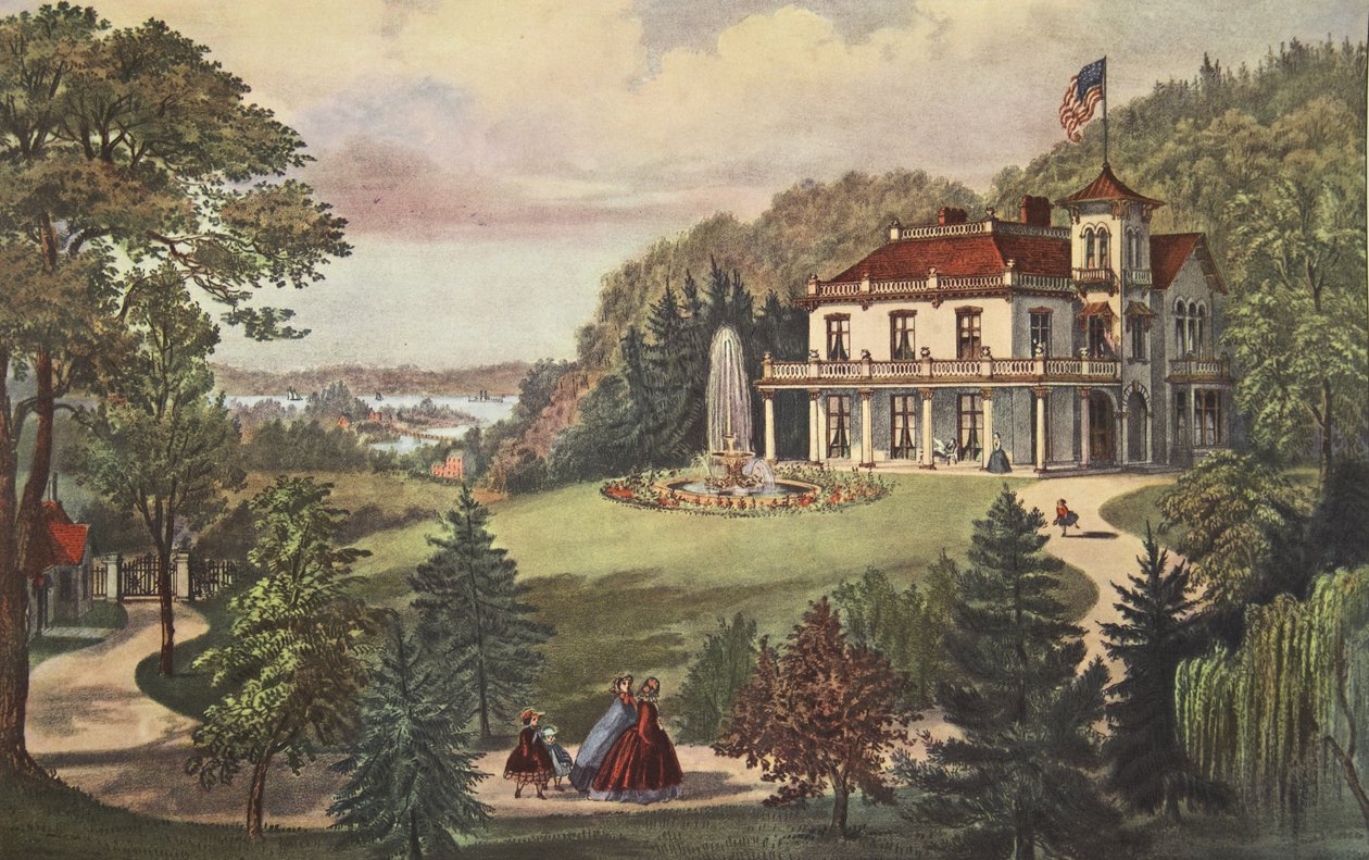 Life In The Country - Kveld, pub. 1862, Currier & Ives av American School