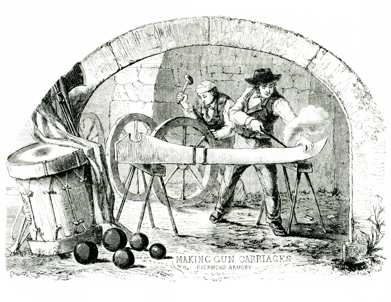 Lage våpenvogner for hånd på Richmond Armory, 1860-tallet av American School