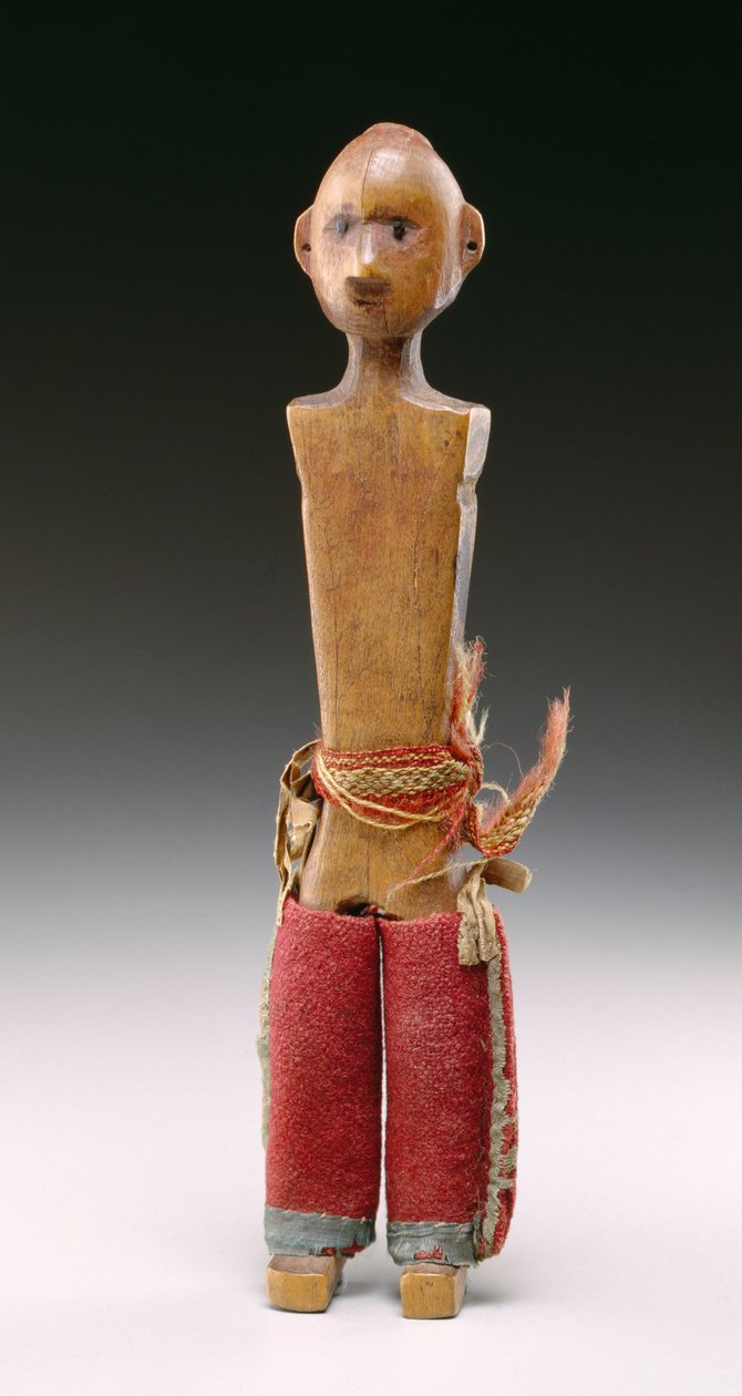 Mannsfigur (kjærlighetsdukke) Potawatomi, 1800-60 (tre- og ullstoff) av American School