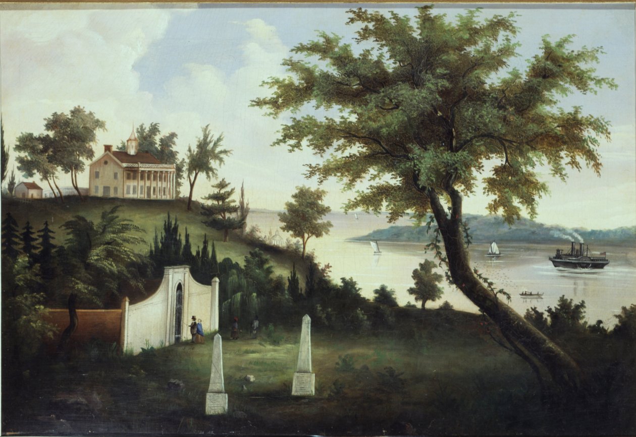 Mount Vernon, hjemmet til George Washington, ved Potomac-elven, ca. 1860 av American School