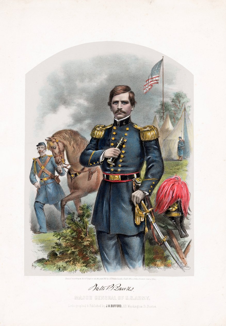 Nathaniel P. Banks, generalmajor i den amerikanske hæren, pub. 1861 av American School
