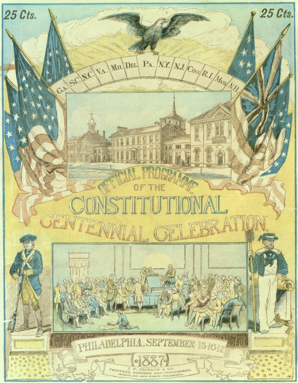 Offisielt program for den konstitusjonelle hundreårsfeiringen i november 1887 av American School