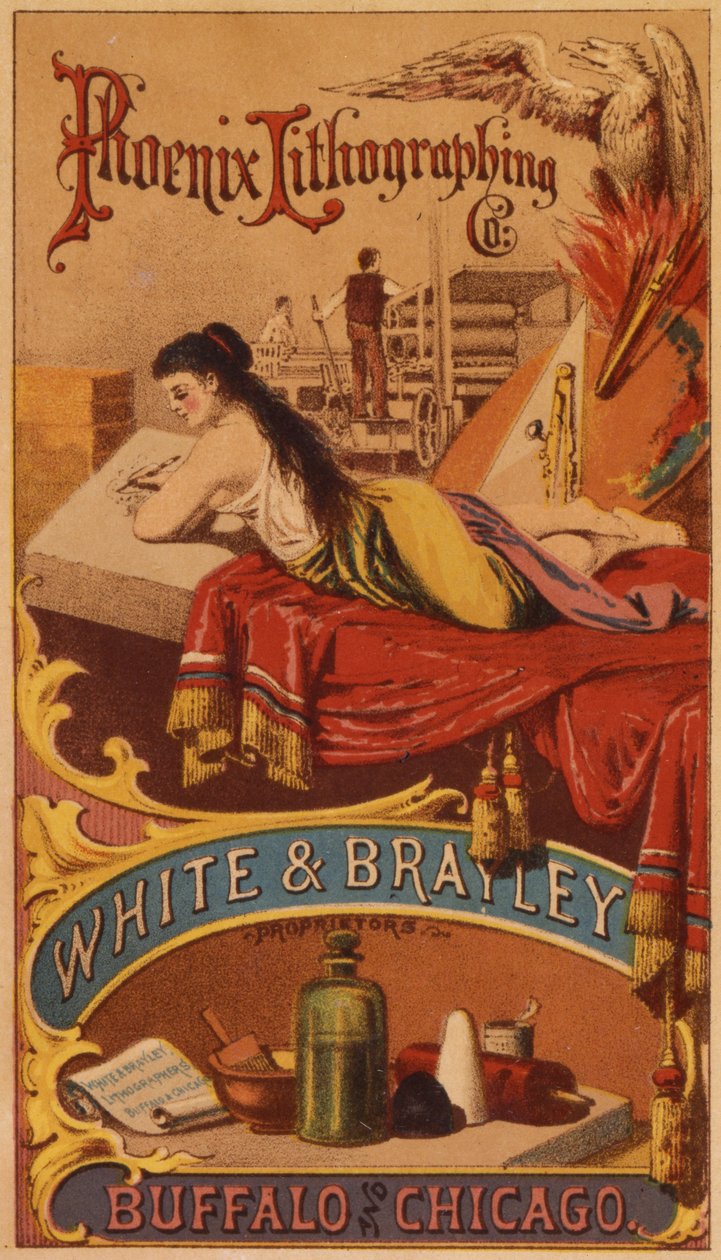Phoenix Lithographing Co., White & Brailey Proprietors, Buffalo og Chicago (fargelitho [varekort]) av American School