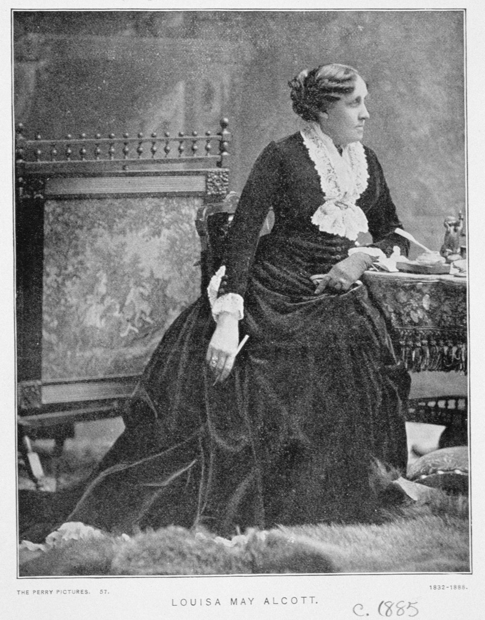 Portrett av Louisa May Alcott (1832-88) ca. 1885 av American School