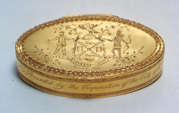 Presentasjonsboks, fra New York City, ca. 1779 (gull) av American School