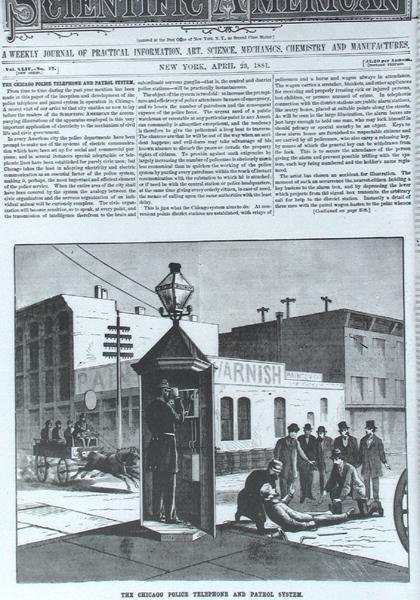 Chicago Police Telephone and Patrol system, fra Scientific American 23. april 1881 av American School