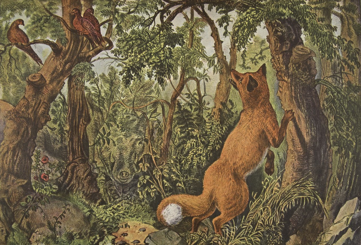 The Puzzled Fox, pub. 1872, Currier & Ives av American School
