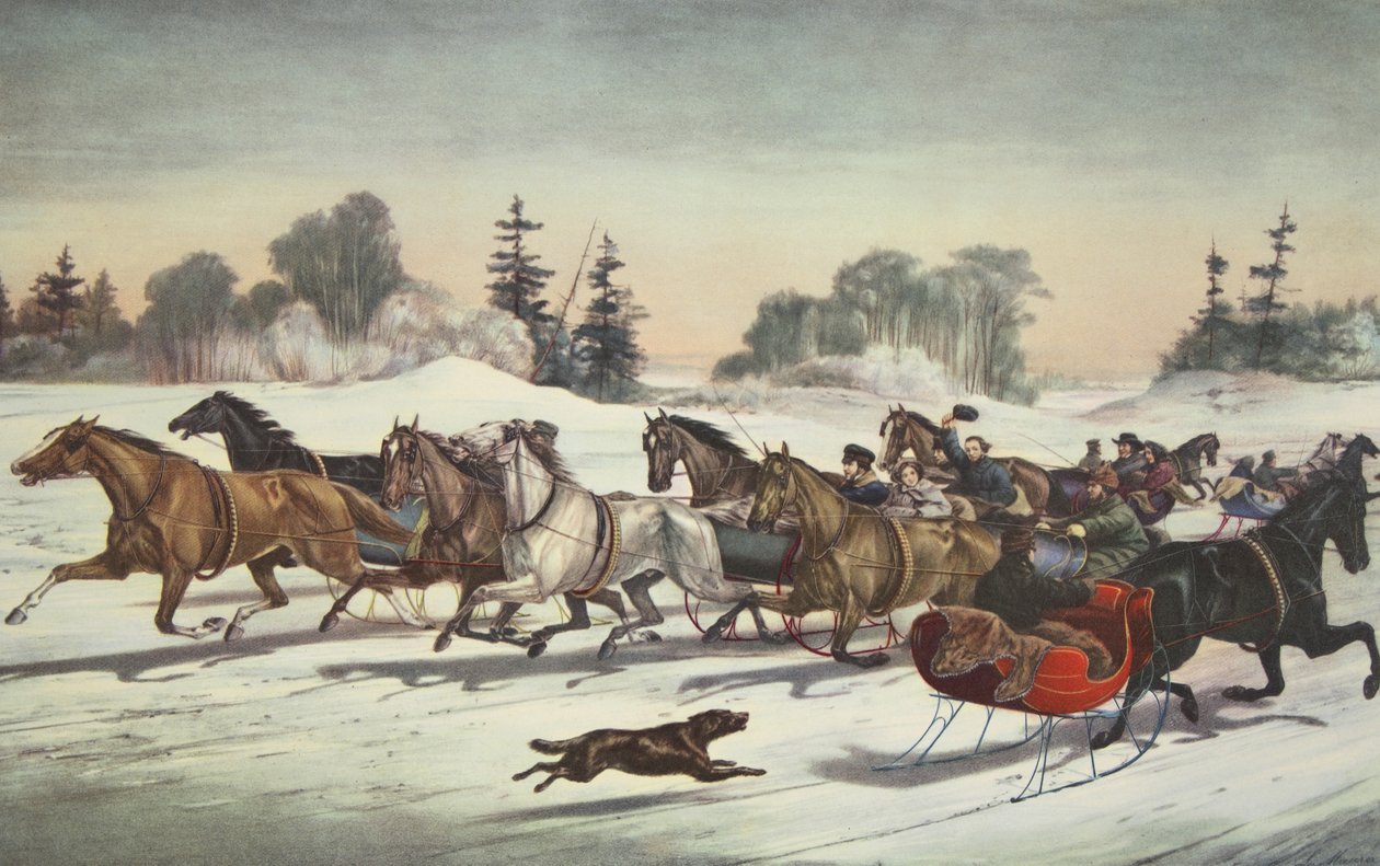 Trav sprekker på The Snow, Currier & Ives av American School