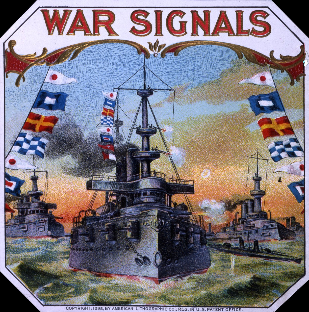 War Signals Cigar Box Label, 1898 av American School