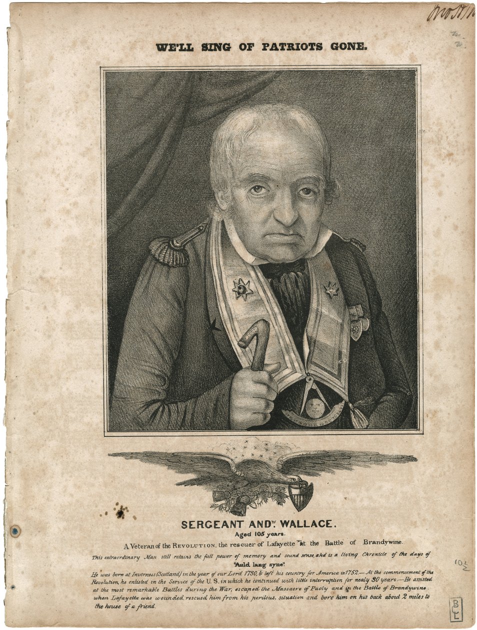 Well Sing of Patriots Gone, av William Clifton [noteomslag], ca. 1835 (litografi [noteomslag]) av American School