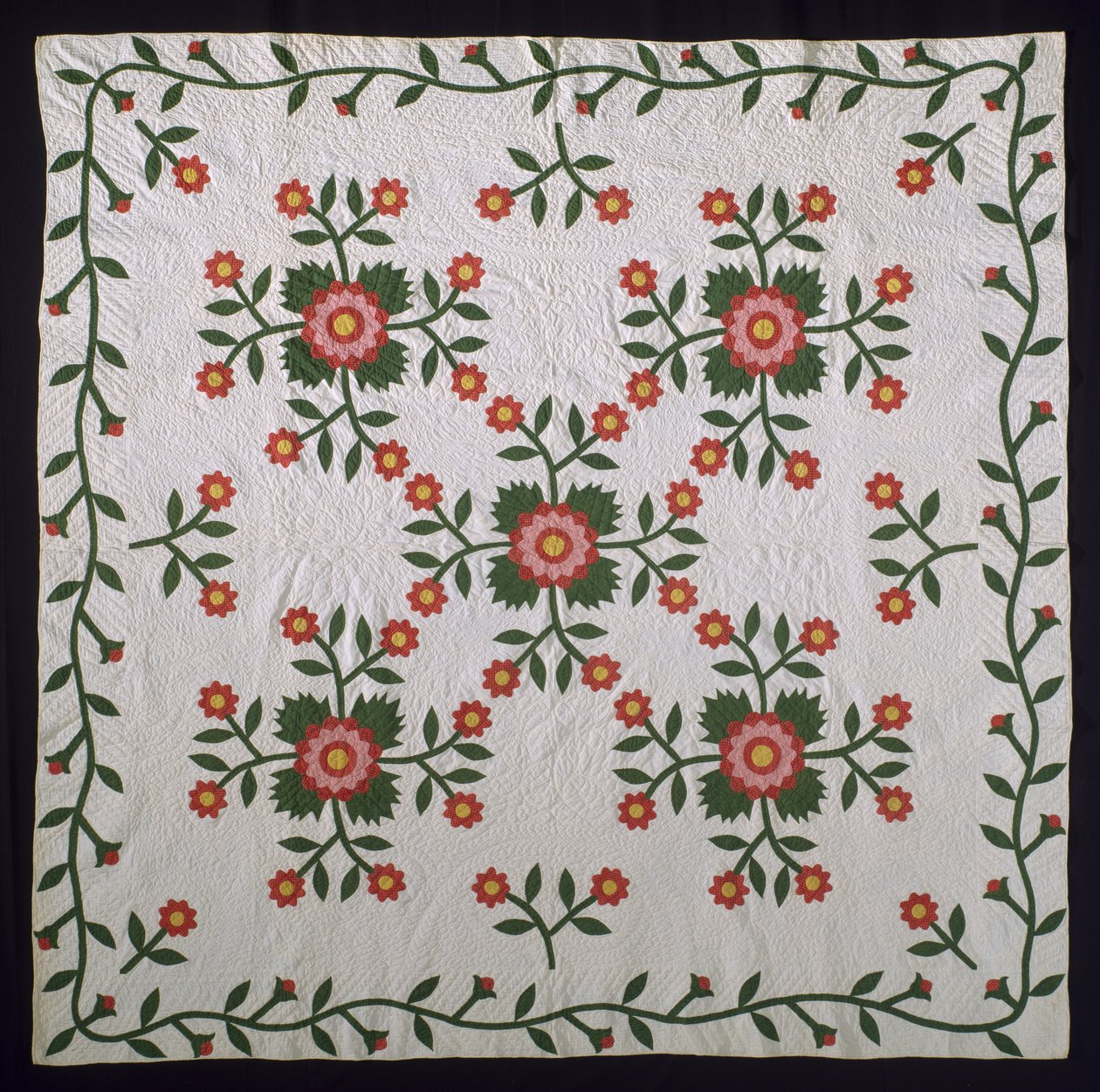 Whig Rose overflateapplikasjonsdyne, ca. 1850-75 (bomull) av American School