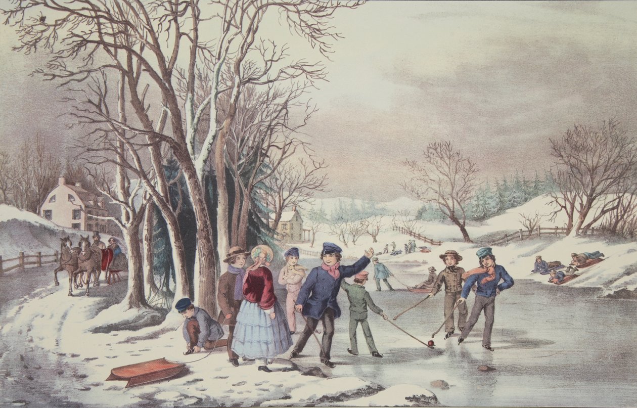 Vintertidsfordriv, pub. 1855, Currier & Ives av American School